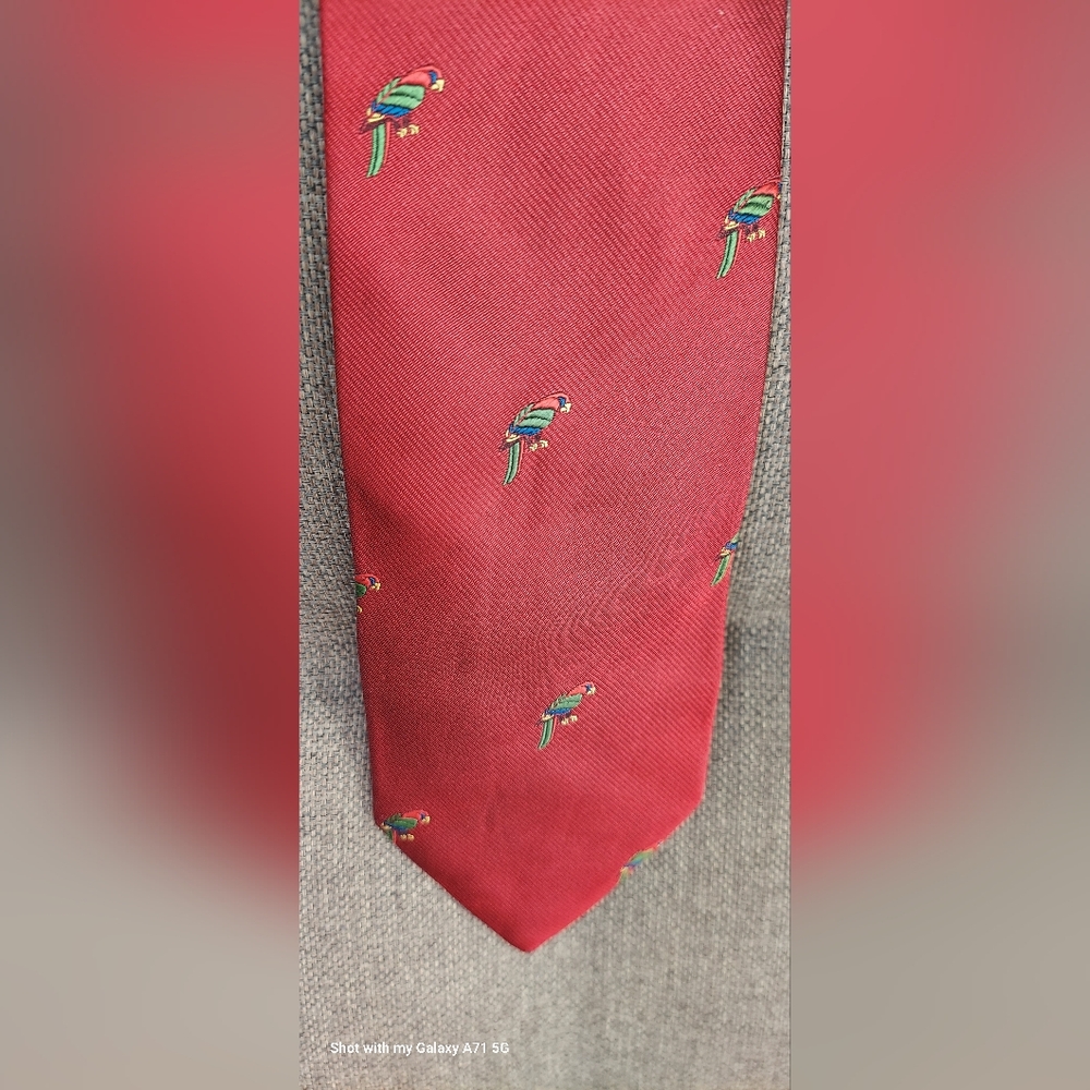 $200 LOUIS FRAUD SILK RED PARROT MEN'S EXCLUSIVE TIE